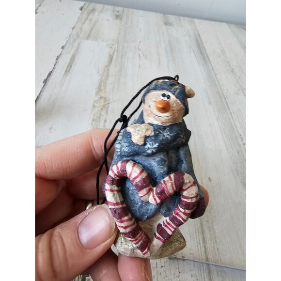 Snowman tree ornament country folk art set candy cane violin Xmas tree - Picture 7 of 10